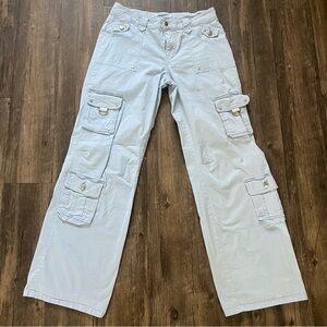 I.AM Gia Ryder Cargo Blue Pants Low Rise Streetwear Gorpcore Adjustable Hem M